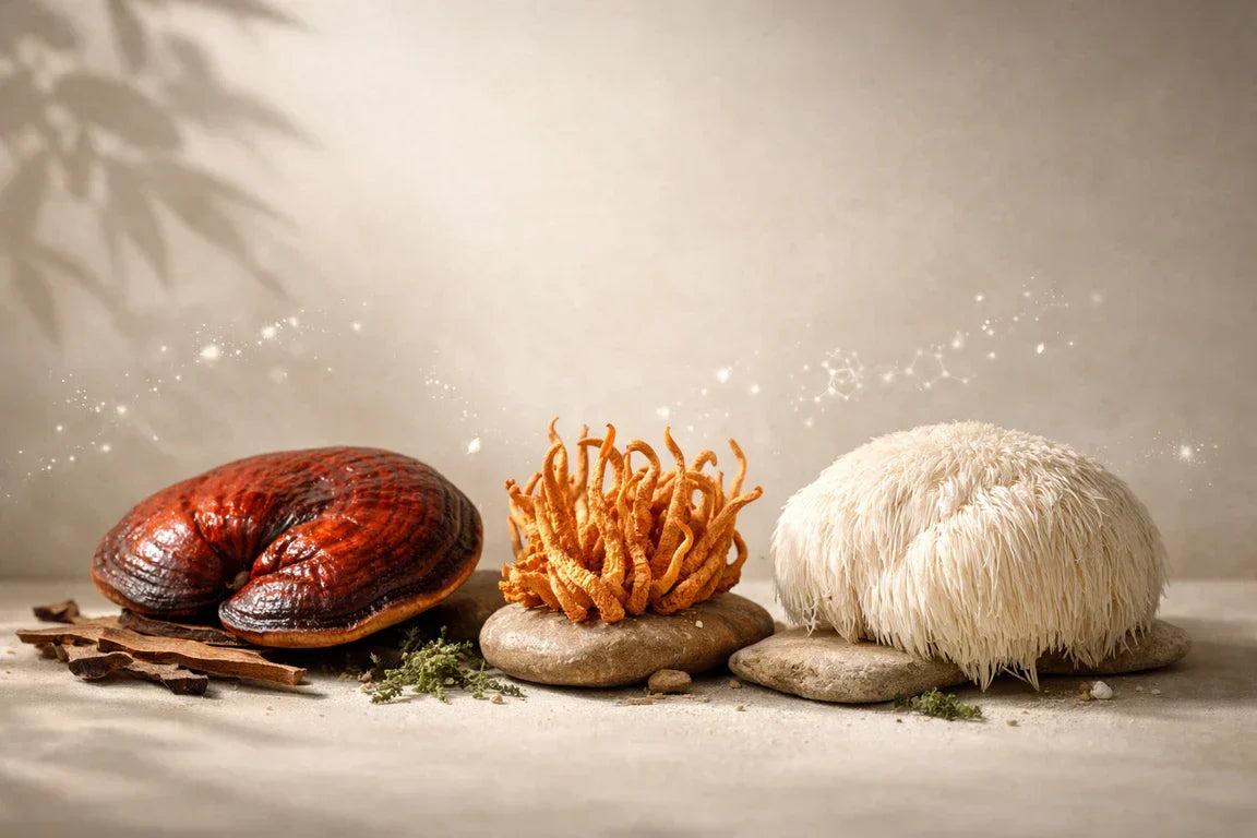 Hongos medicinales (Reishi, Cordyceps, Melena de León): longevidad, digestión, inmunidad y vitalidad